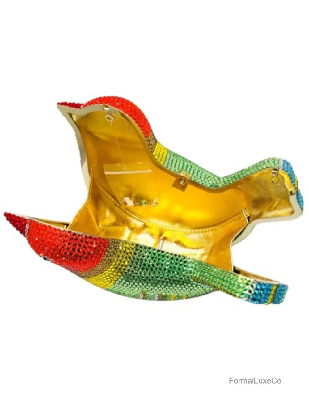Crystal Bird Clutch Rhinestone Hardcase Evening Bag Dressy Party